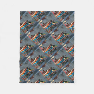 Sultan Taxi Boat Marmaris Nautical Art Fleece Blanket
