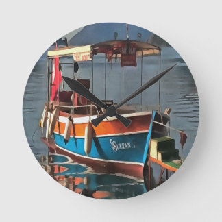 Sultan Taxi Boat Marmaris Nautical Art  Round Clock