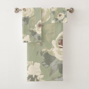 Sultry and sophisticated darker pastel rose design bath towel set