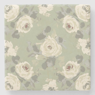 Sultry and sophisticated darker pastel rose design stone coaster
