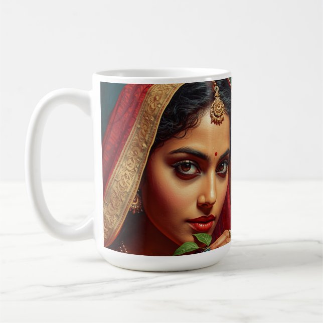 Sultry Indian Lady tea picker Coffee Mug (Left)