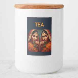 Sultry Indian Lady tea picker Food Label
