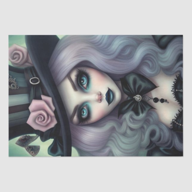 Sultry Mad Hatter Purple Hair Decoupage Paper  (Front)