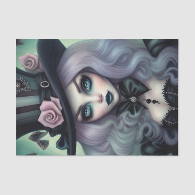 Sultry Mad Hatter Purple Hair Decoupage Paper  (Front)