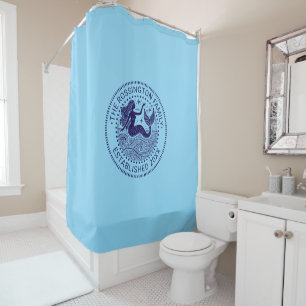 Sultry Mermaid in Waves Family Name Date Estd NTLB Shower Curtain