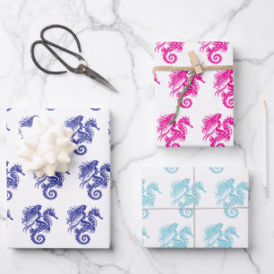 Sultry Mermaid Riding Seahorse DIY Colors B,HP,REB Wrapping Paper Sheet