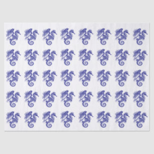 Sultry Mermaid Riding Seahorse - DIY Colors Blue Tissue Paper