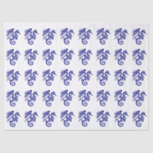 Sultry Mermaid Riding Seahorse - DIY Colours Blue Tissue Paper