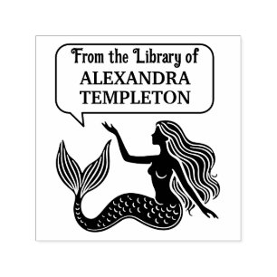 Sultry Mermaid Talk Bubble #1 Library Book Name Self-inking Stamp