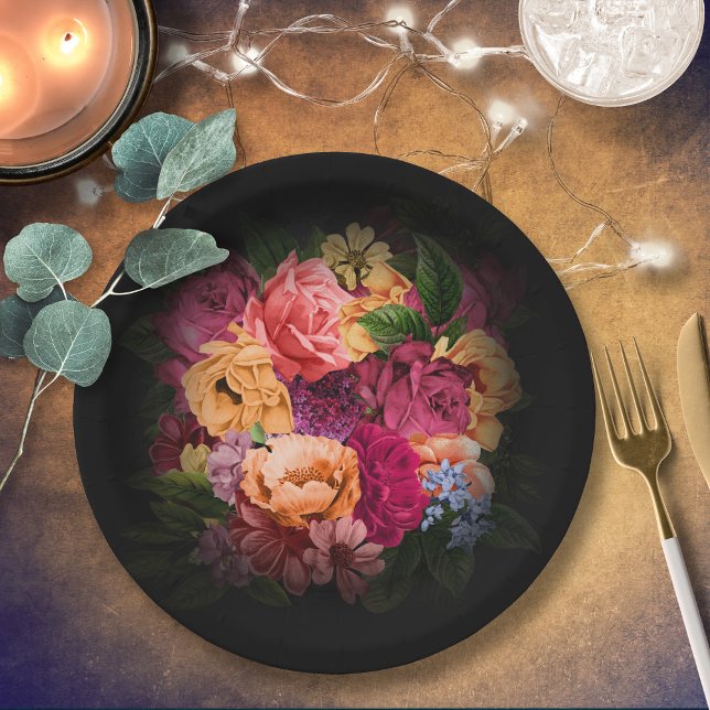 Sultry Nights Floral ID829 Paper Plate (Creator Uploaded)
