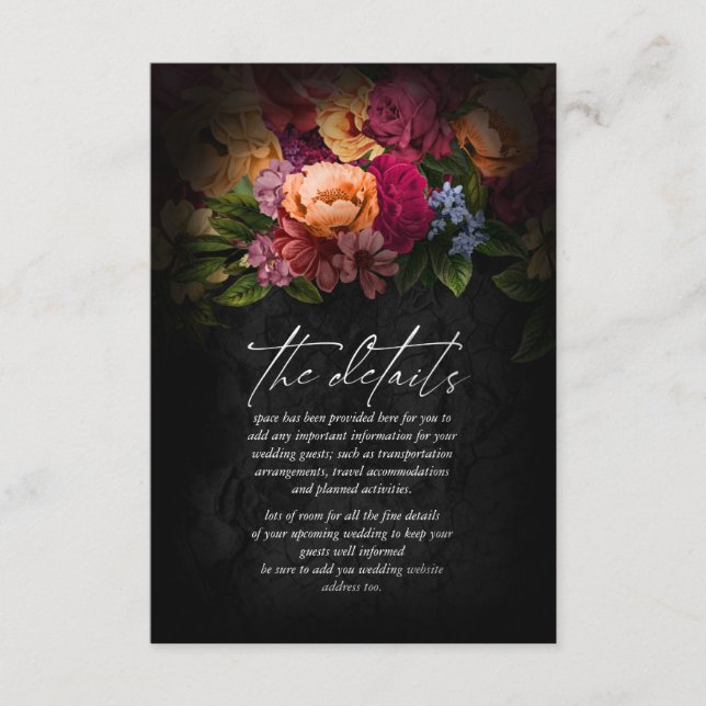 Sultry Nights Floral Wedding Details ID829 Enclosure Card (Front)