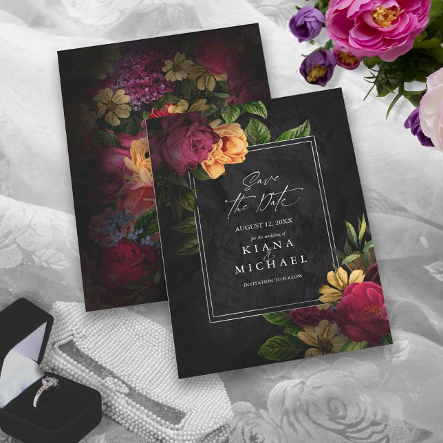 Sultry Nights Floral Wedding ID829 Save The Date (Creator Uploaded)