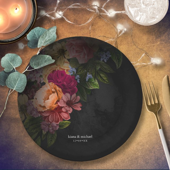 Sultry Nights Floral Wedding V2 ID829 Paper Plate (Creator Uploaded)
