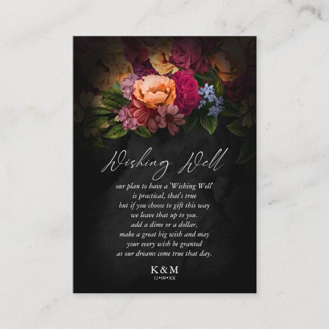 Sultry Nights Floral Wedding Wishing Well V1 ID829 Enclosure Card (Front)