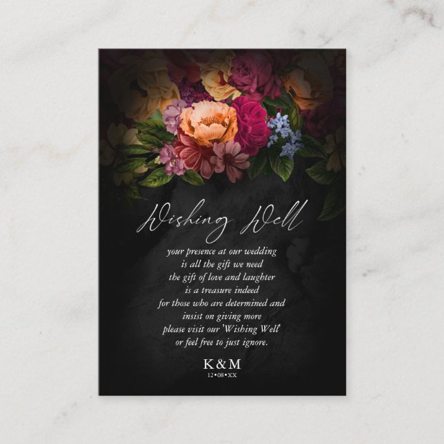 Sultry Nights Floral Wedding Wishing Well V2 ID829 Enclosure Card (Front)