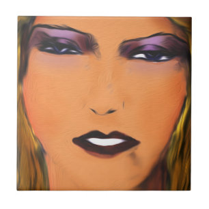Sultry Woman Sketch Tile