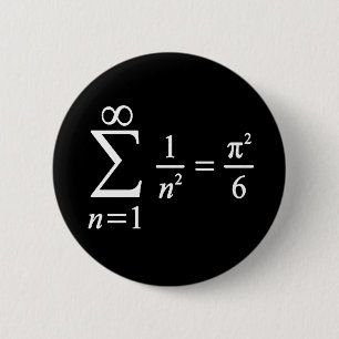 sum of inverse squared numbers, algebra basics 6 cm round badge