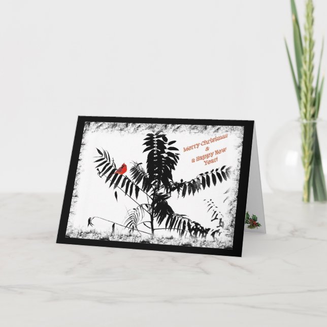 Sumac and Cardinal black & red Christmas 2025 Holiday Card (Front)