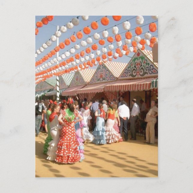 Sumario Description Feria de Abril (Sevilla), muje Postcard (Front)