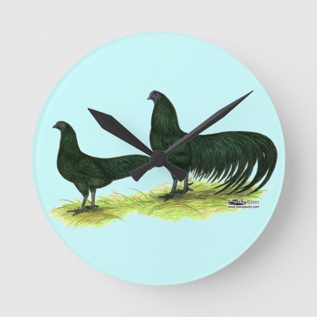 Sumatra Black Chickens Round Clock (Front)