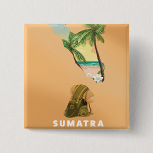 Sumatra illustrated map travel poster 15 cm square badge