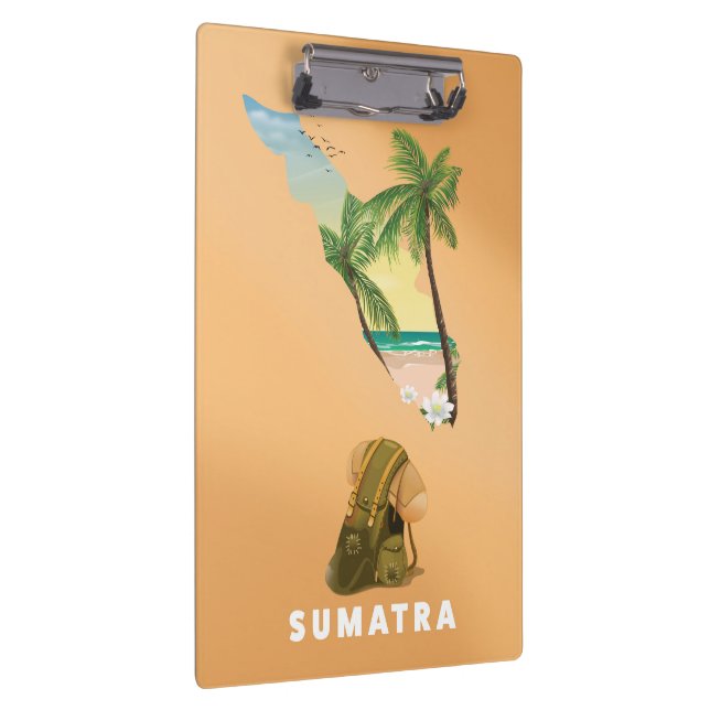 Sumatra illustrated map travel poster clipboard (Right)