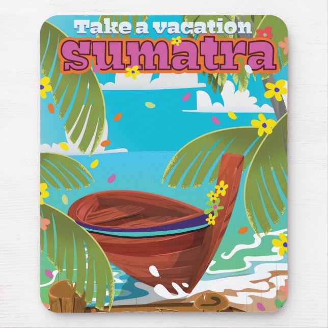 Sumatra Indonesia travel poster Mouse Mat (Front)