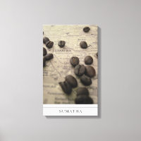 Sumatra Map with Coffee Beans on canvas