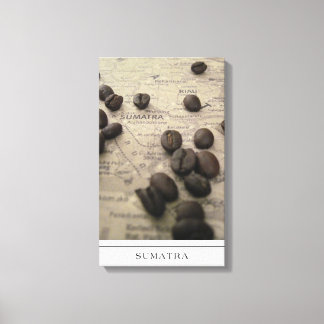 Sumatra Map with Coffee Beans on canvas Print