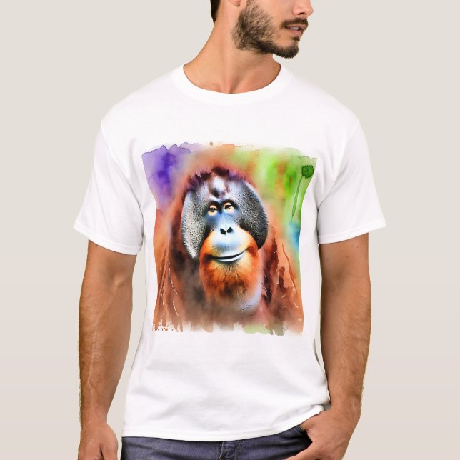 Sumatran Orangutan 070724AREF107 - Watercolor T-Shirt (Front)