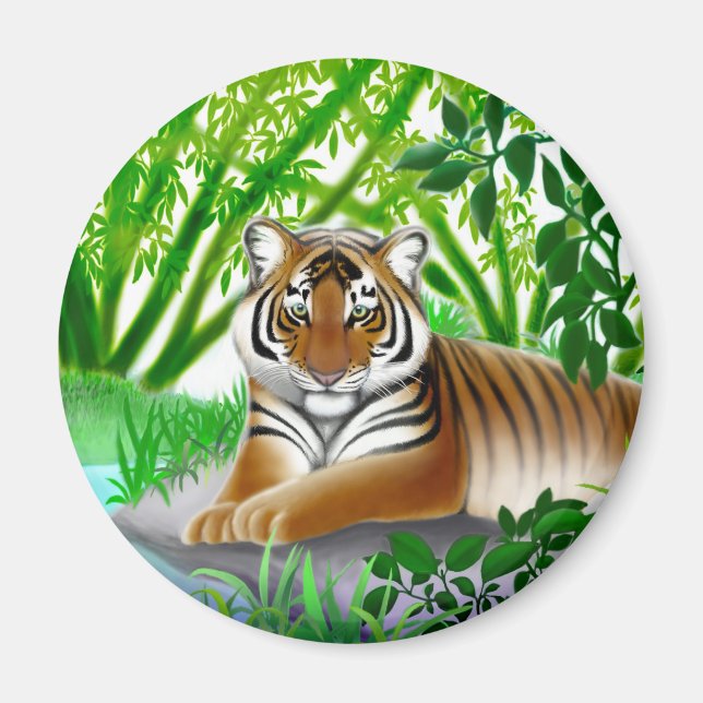 Sumatran Tiger in Bamboo Jungle Magnet (Front)