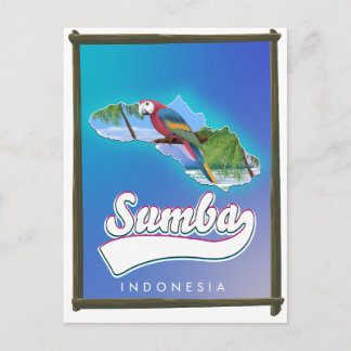 Sumba Island Indonesia travel map Invitation Postcard