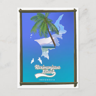 Sumba Island Indonesia travel map Invitation Postcard