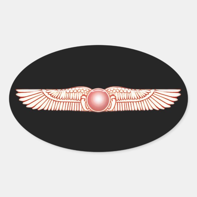 Sumerian Anunnaki Winged Sun Disc Oval Sticker (Front)