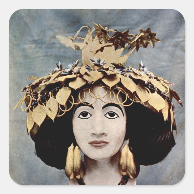 Sumerian headdress worn by Queen Shub-ad Square Sticker (Front)