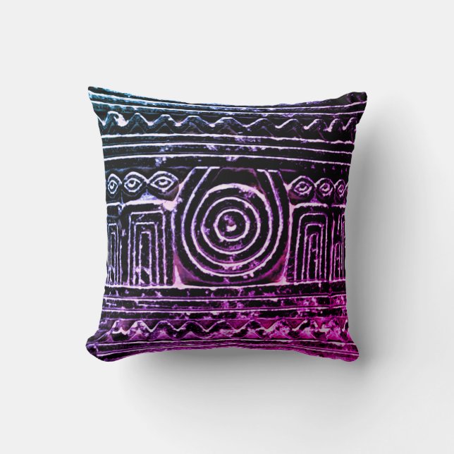 Sumerian Mesopotamian Pattern Purple Filter Cushion (Front)