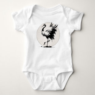 Sumi-e Crane Baby Bodysuit