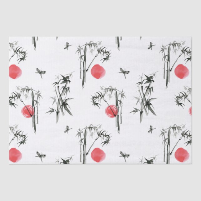 Sumi-e Japanese ink painting Tissue Paper (Front)