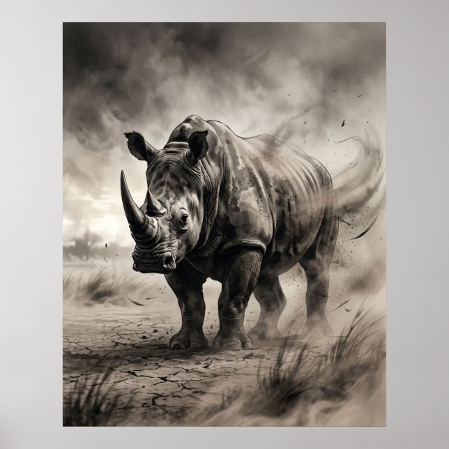 Sumi Rhino Dust Storm Poster (Front)