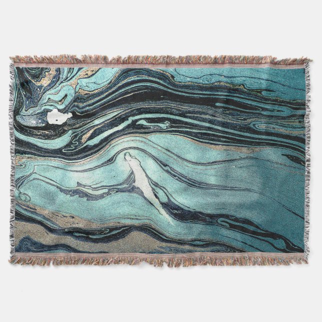 Suminagashi, Japanese Marbling Art. Throw Blanket (Front)
