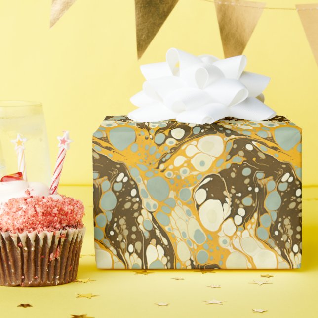 Suminagashi Marbling Art Pattern Wrapping Paper (Birthday Party)