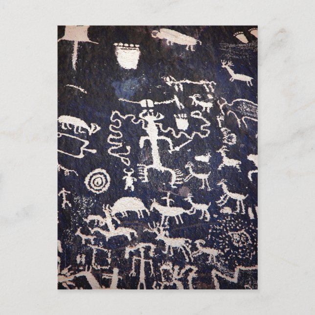 Summary Description American Indian petroglyphs at Postcard (Front)