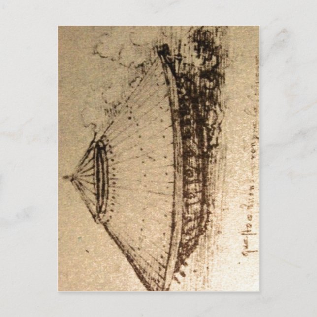 Summary Description Leonardo da Vinci, design for  Postcard (Front)