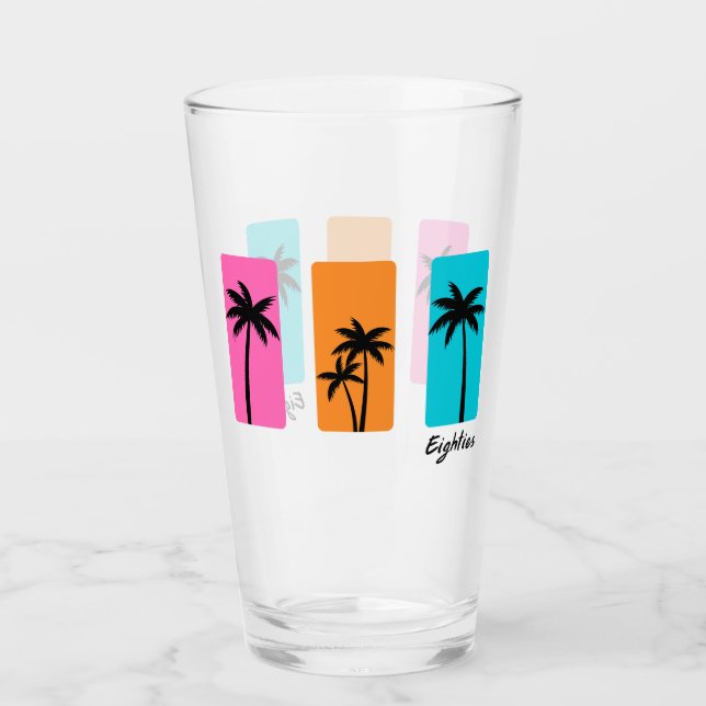 Summer 1980s Palm Tree Vintage Vibes Glass (Front)