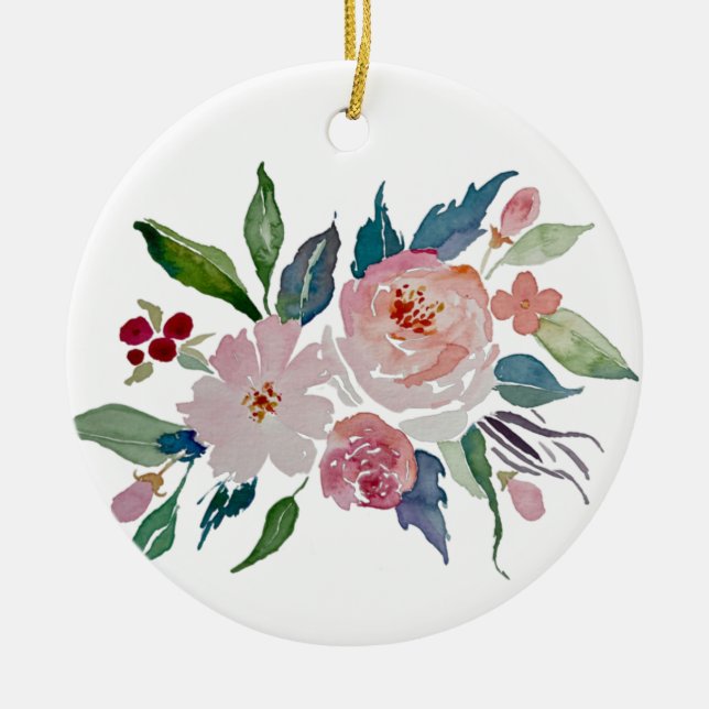 Summer #1- Floral Ceramic Ornament (Front)