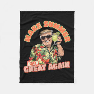 Summer 2024 Great Again Donald Trump Vacation Hawa Fleece Blanket