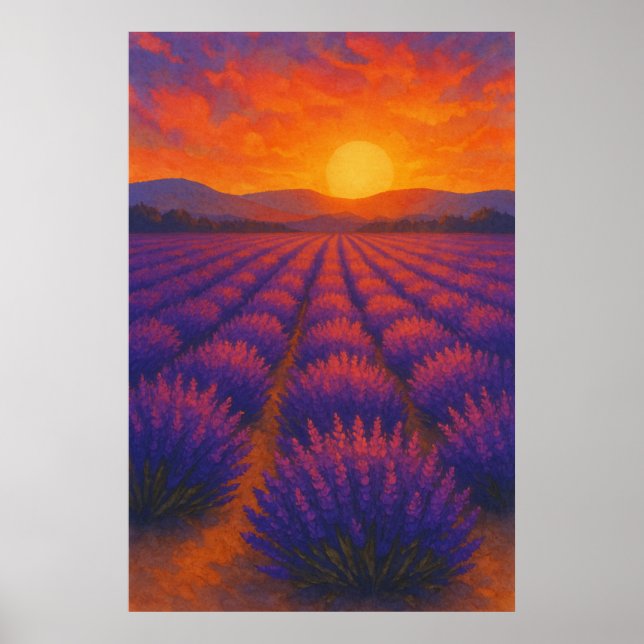 Summer 3, Sunset Over Lavender, Seasonal Print  (Front)