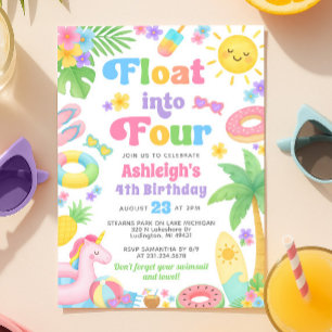 Summer 4th Birthday Invitation - Float into Four