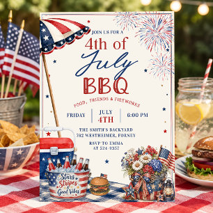 Summer 4th of July BBQ Party Invitation