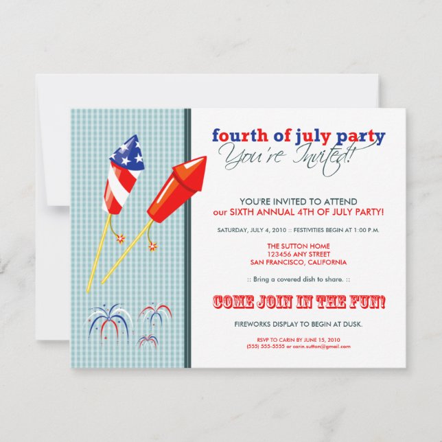 Summer 4th of July Party/Cookout Invitation :: 2 (Front)